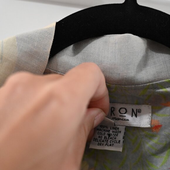 Citron Santa Monica Small 100% Linen Button Down Print Shirt - Picture 3 of 13